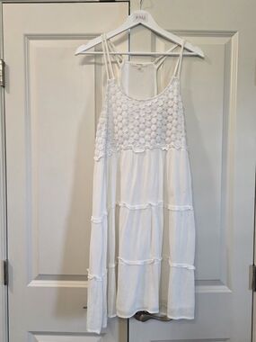 Maurices White Crochet Bodice Tiered Mini Dress